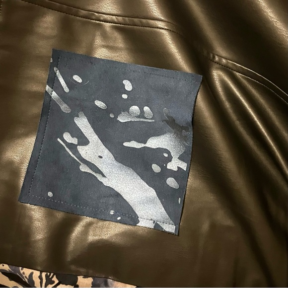 🌀🏷️🆕🎉 black & navy & gold metallic abstract design collar open jacket blazer - Picture 16 of 16